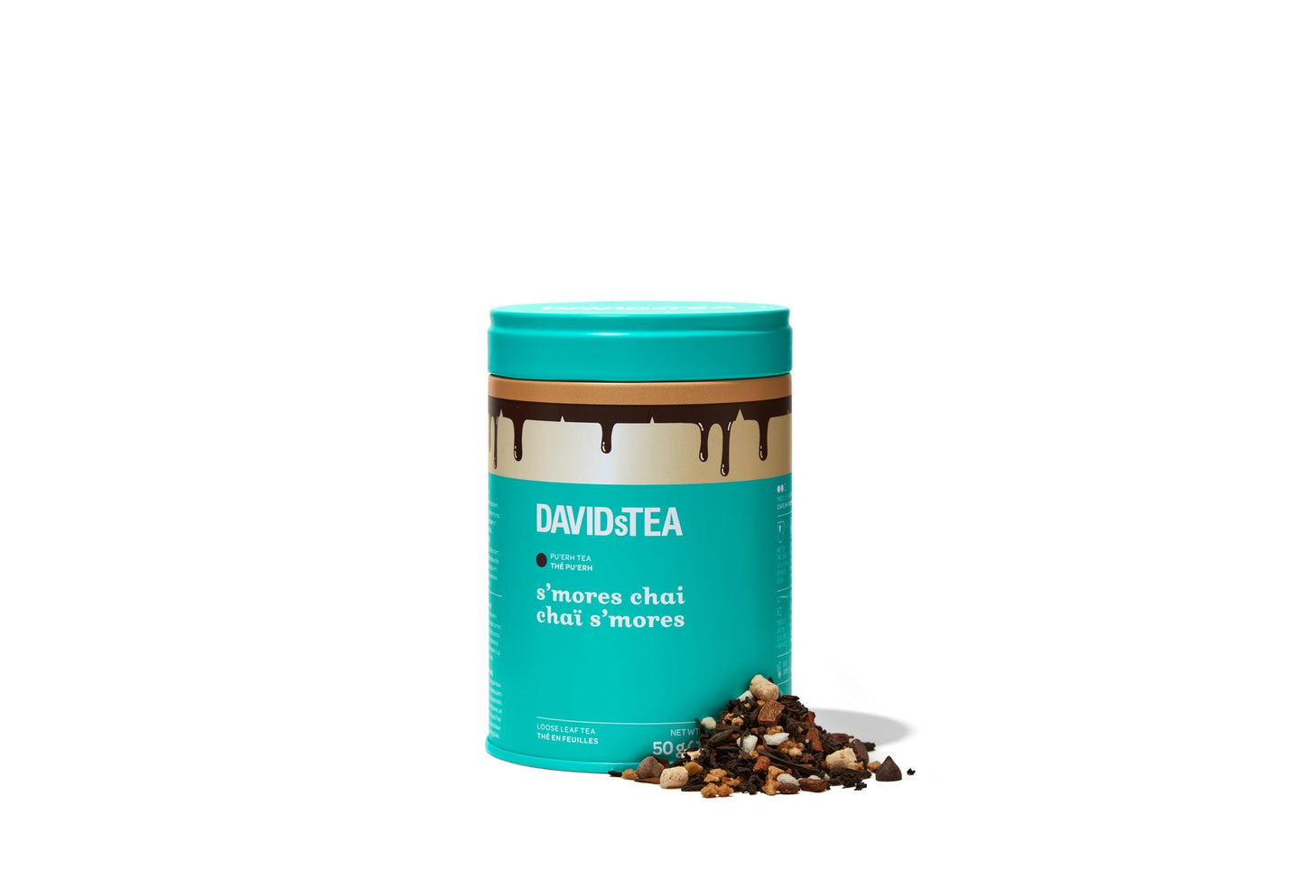 DAVIDsTEA S’mores Chai Tea - Loose Leaf Tea - Dessert?Style Pu’erh Blend with Marshmallow, Chocolate & Cinnamon - 50g Iconic Tin - Cozy