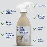 The Clean People Stain Remover Spray - Simple, Clean Ingredients - Laundry Spot Treatment for Food, Pet & Baby Stains - Boosted with Enzymes - Fabric