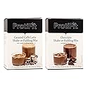 PROTIFIT - High Protein Caramel Caffe Latte & Chocolate Pudding & Shake Mix 2 Pack, 15g Protein, Low Calorie, Low Fat, Low Carb, Aspartame Free, Idea