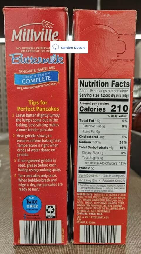 Millville Buttermilk Pancake & Waffle Mix Light & Fluffy Complete 32oz 907g (Two Boxes)