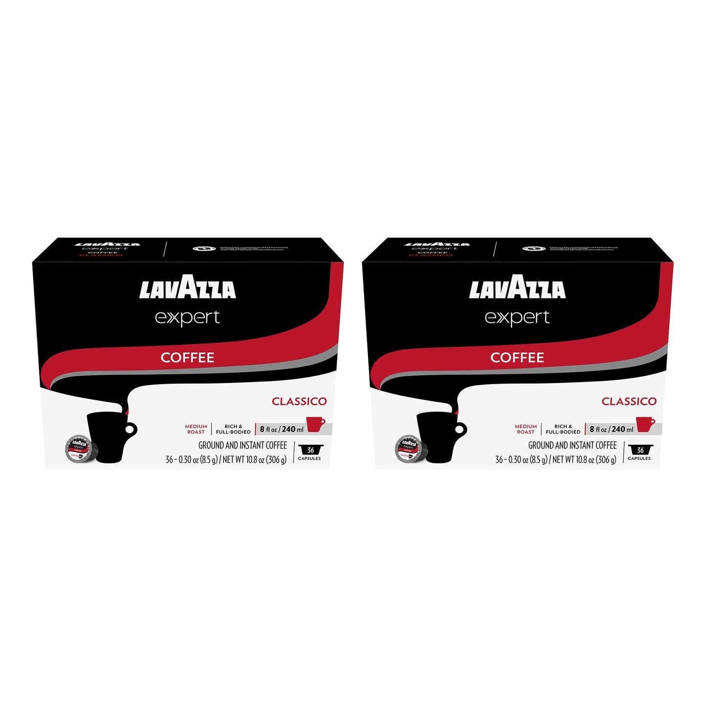 Lavazza Expert Classico Coffee Capsules, Medium Roast, Arabica and Robusta Blend, Compatible with Lavazza Classy Plus Machine (72 Capsules)