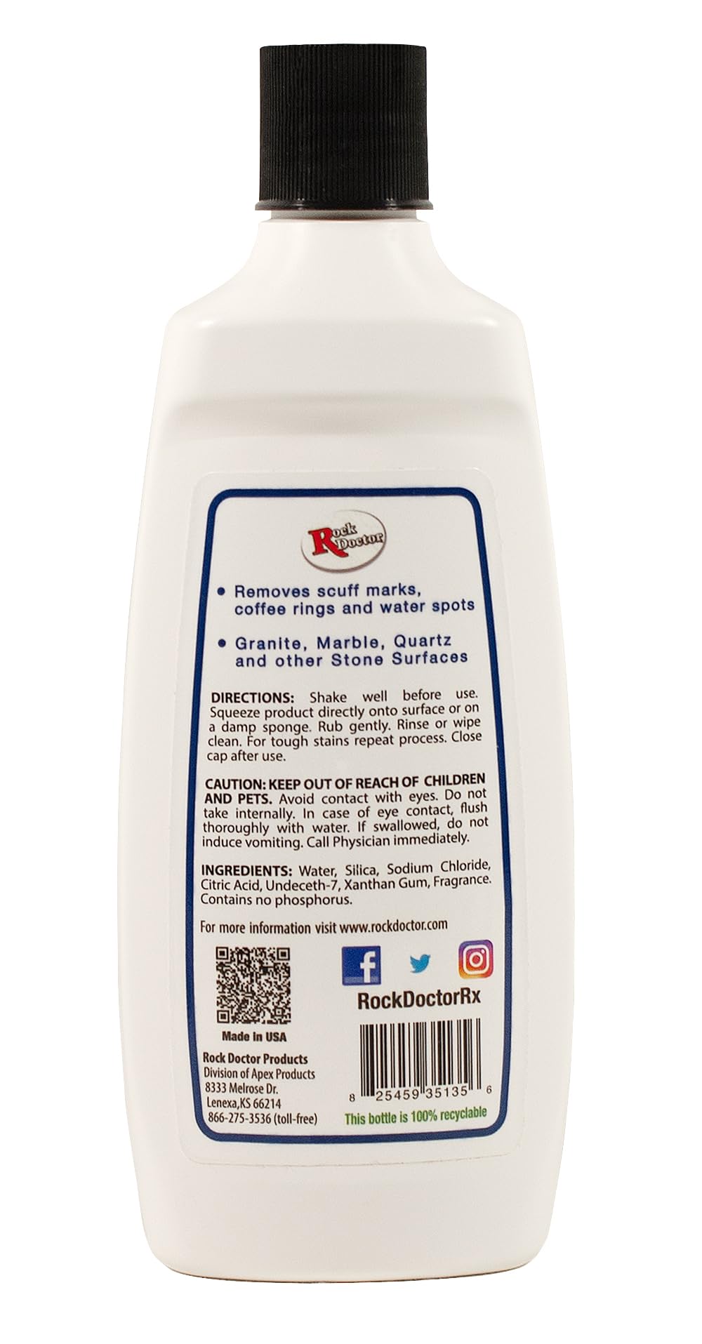 Rock Doctor Spot & Ring Remover, Works on Granite, Marble, Countertop & Quartz, Hard Water Mark & Spot Remover, Remove Coffee & Scuff Mark, 14 oz