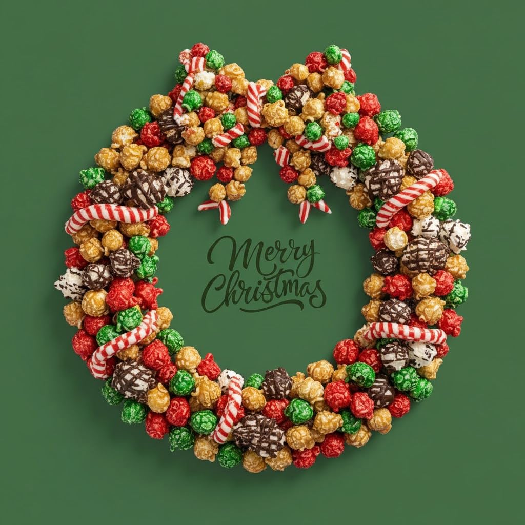 Christmas Popcorn Holiday Gift For Men Women Tin Assortment Caramel Candied Drizzled Food Gourmet Treats Red Green