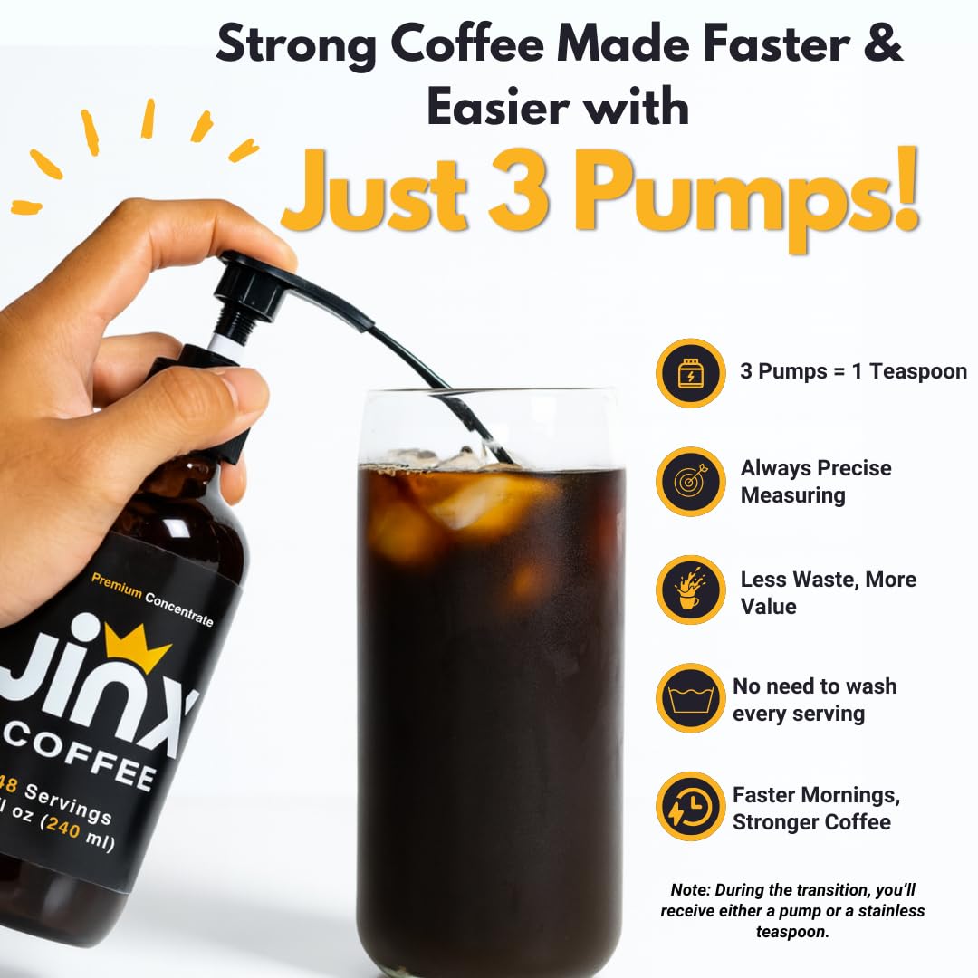Jinx Coffee Concentrate - 50x Stronger Cold Brew Coffee | Strong Caffeine Concentrated Liquid, Perfect for Instant Hot or Iced Coffees, Cold Brew