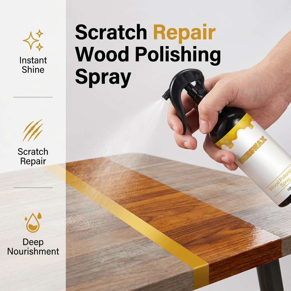 AprYew Beeswax Wood Polish Spray, 2026 New Bee Wax Furniture Polish and Cleaner Natural Wood Polish Spray for Living Rooms,Kitchens,Wood Furniture