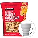 MORALZA Kirkland Signature Fancy Whole Cashews With Sea Salt 40 oz - 2.5LB Item 1390413 Bundle with MORALZA Silicone Collapsible Cup 200ml - 2 Items