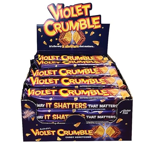 Violet Crumble Chocolate Bars - 20 Count Box - Honeycomb Toffee Covered in Rich Chocolate - Made in Australia