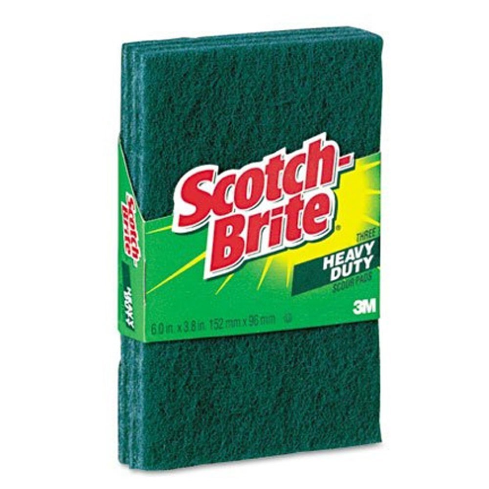 Heavy-Duty Scour Pad, 3.8w x 6"L, Green, 3/Pack