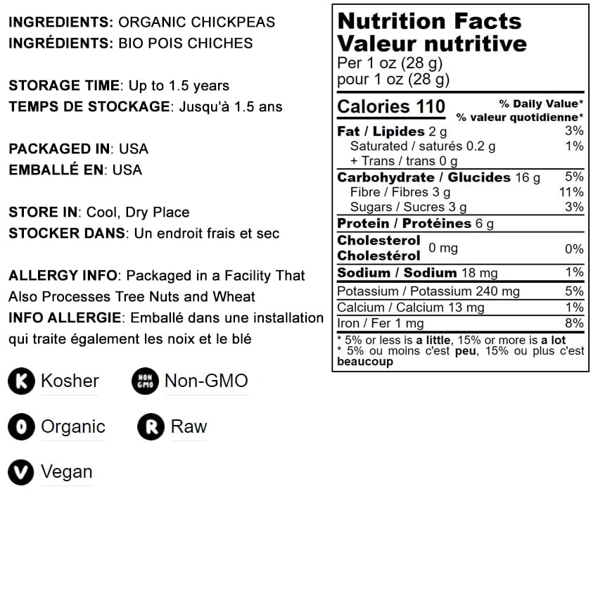 Food to Live Organic Garbanzo Bean Flour, 1 Pound - Non-GMO Chickpea Flour, Stone Ground, Kosher, Vegan, Bulk, High in Protein and Fiber, Product