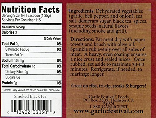 Garlic Festival Foods Garli-Gasm Smoked Black Tea Rub