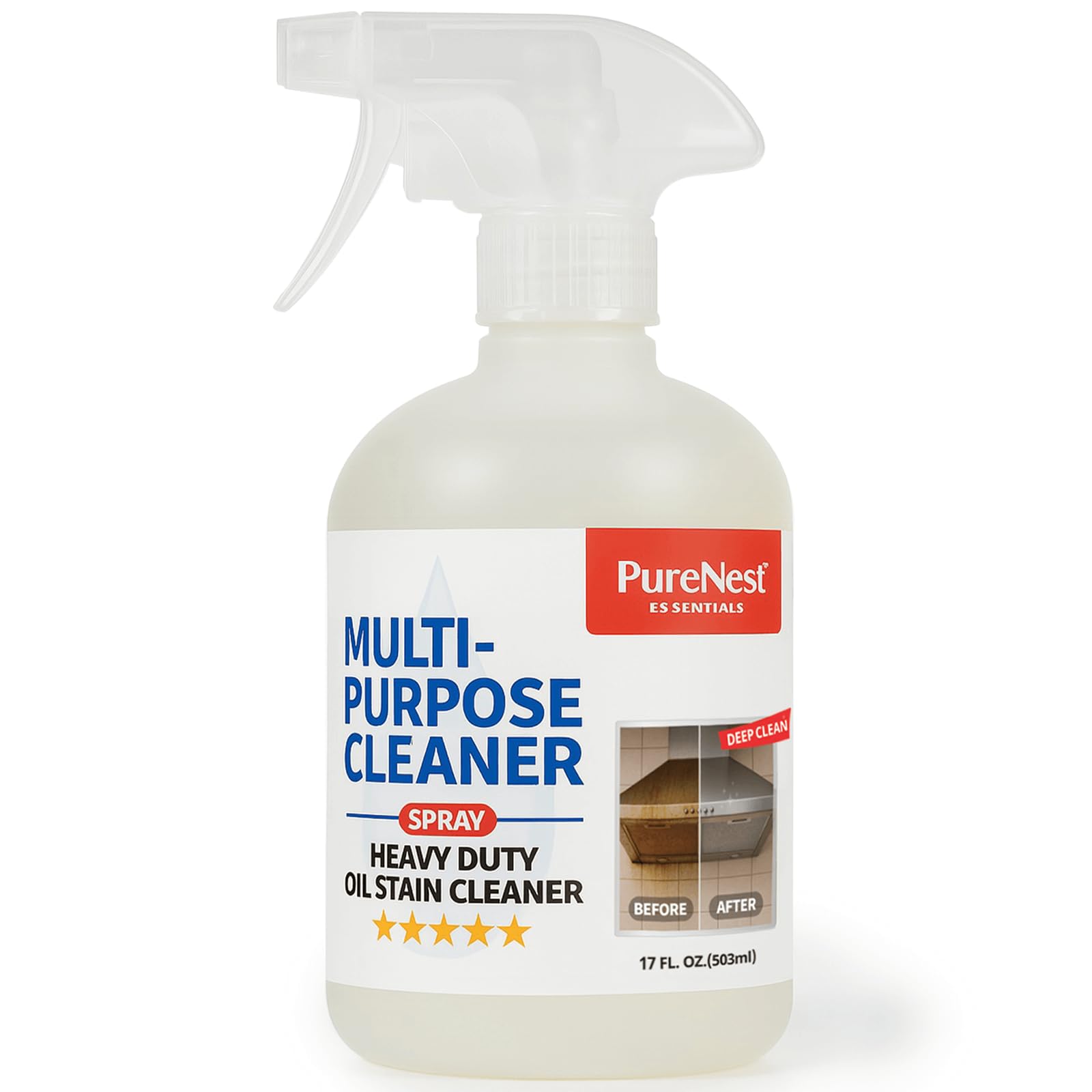 PureNest Heavy Duty Oil Stain Multi-Purpose Cleaner - All-Purpose Kitchen & Bathroom Degreaser, Removes Grease, Grime, and Stains from Tiles