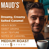 Maud's Salted Caramel Flavored Coffee Pods, 18 ct, Medium Roast Flavored Coffee in Single Serve Pods - 100% Arabica Beans, Compatible with Keurig K