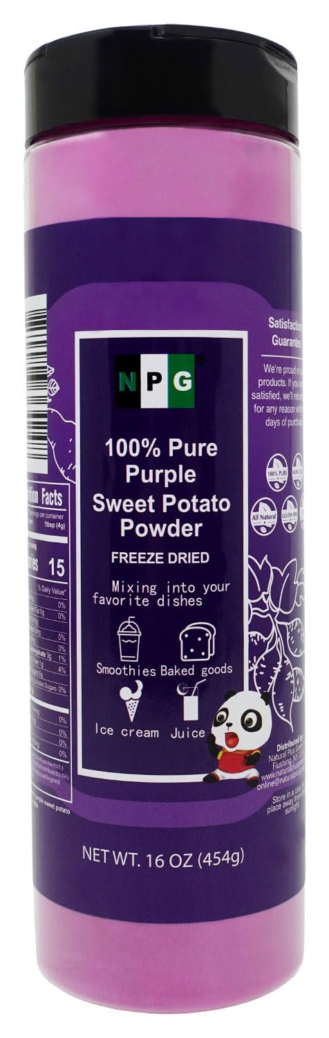 NPG 100% Pure Purple Sweet Potato Powder (Purple Yam Ube) 16 Ounces, All Natural Purple Dry Food Coloring Powder for Baking, Smoothies, Pasta