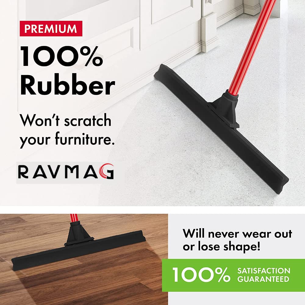 Heavy-Duty Floor Squeegee - Large 18" Wide Blade & 55" Long Handle Professional Grade Concrete, Garage & Commercial Rubber Squeegee Broom Floor