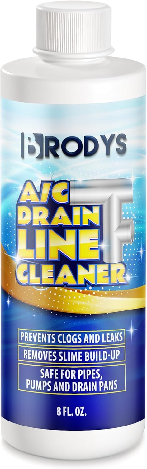Brodys - A/C HVAC Drain Line Cleaner, 8oz Bottle, (Great to use at home, in the office, at restaurants and large commercial buildings), AC Drain Line