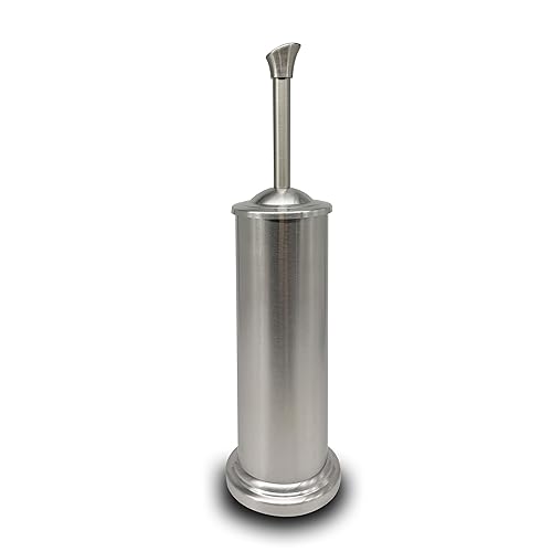 Indecor Home Stainless Steel Toilet Bowl Brush with Holder Metal Bathroom Cleaning Set Rustproof Hygienic Durable Modern Design