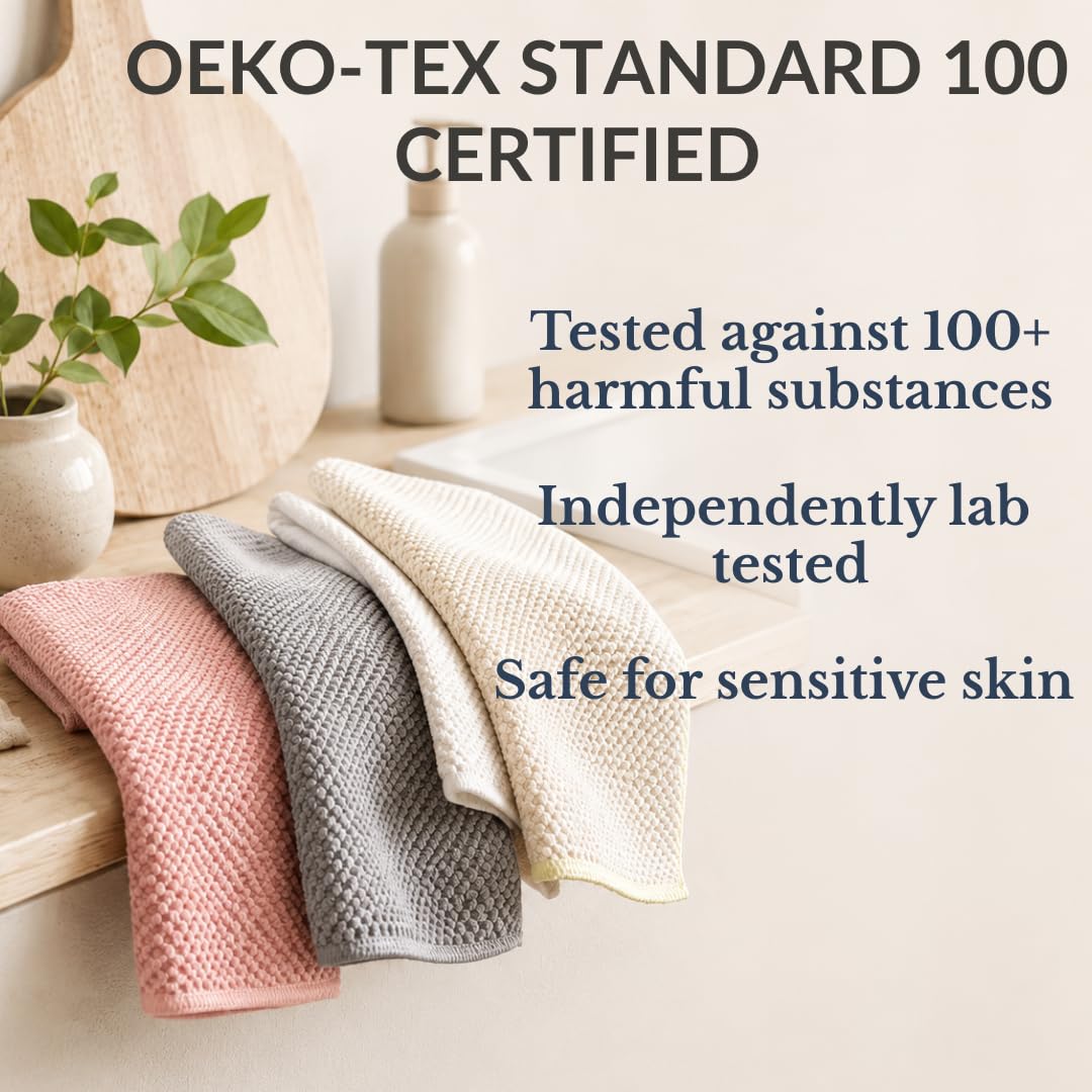 Solyra Oeko-Tex Certified Microfiber Cleaning Cloths - Non-Toxic, Safe for Family & Pets - 6 Pack Kitchen Rags for Counter - 12x12 in, Lint-Free