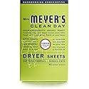 Mrs. Meyer's Clean Day Dryer Sheets, 80 Count (Lemon Verbena, Pack - 1)