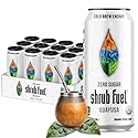 Shrub Fuel Organic Energy Drink - Made With Fresh Brewed Guayusa Tea, 100% Plant Brewed Clean Energy For Calm Focus, Zero Sugar And No Crash, 16 Fl Oz