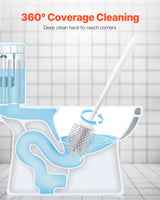 VEVOR Toilet Brush and Holder Set, Toilet Bowl Brush and Holder with Comfortable PP Handle, Compact Bathroom Scrubber Cleaner, Deep Cleaning