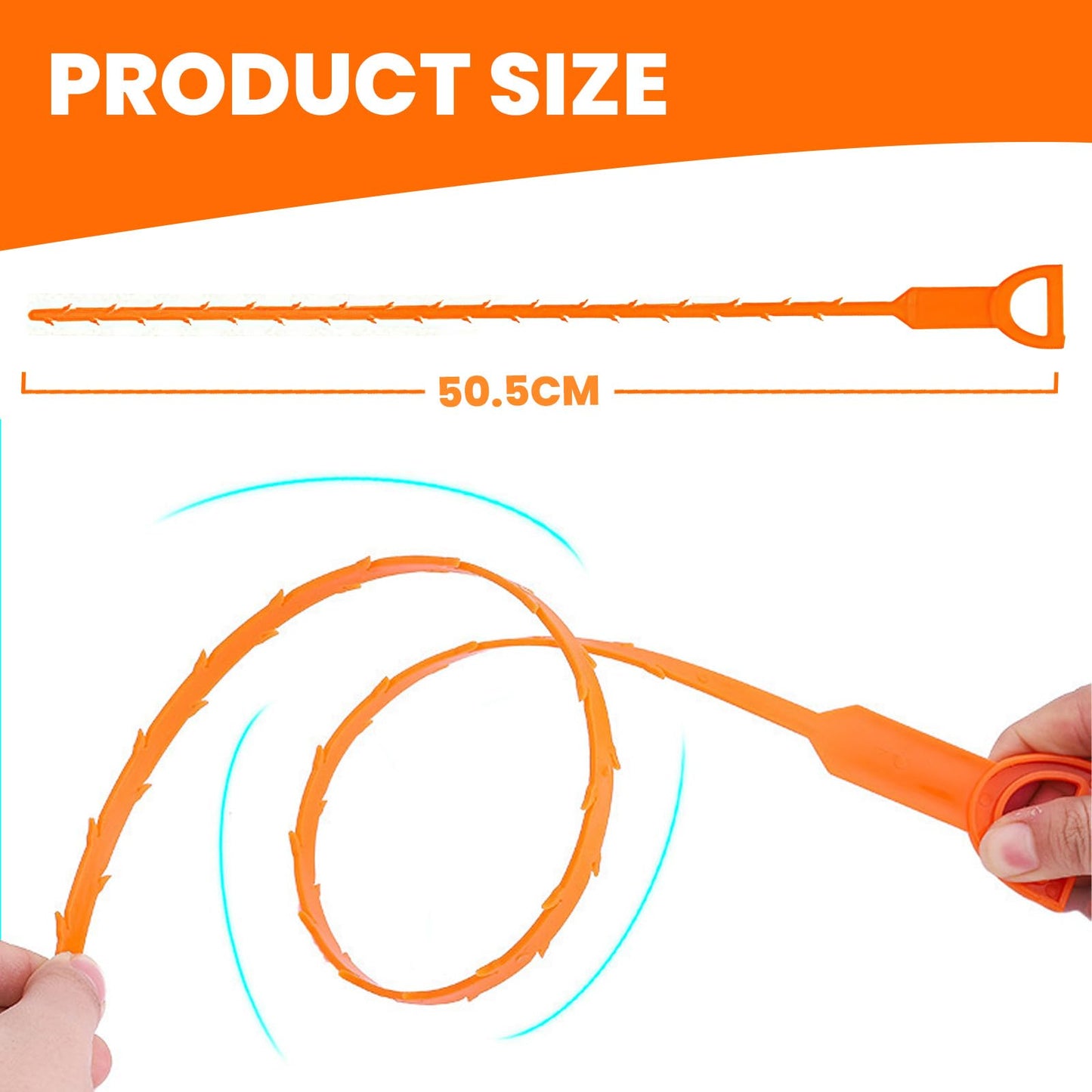 shuielai Drain Snake Clog Remover 4 Pack 20 Inch, Flexible Hair Drain Cleaner, Non-Slip Grip for Sink Shower Tub Toilet Kitchen Bathroom Clog Remover