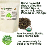 eSutras Organics Holy Basil, Krishna Tulsi, Organic dried leaf great for cooking, herbal basil tea or pooja 3 oz