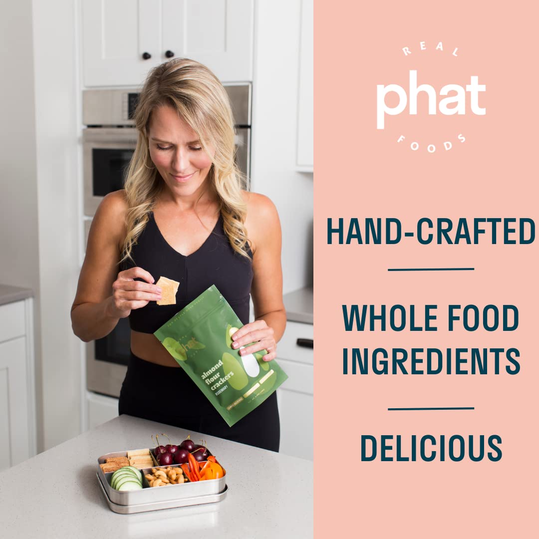 Real Phat Foods Almond Flour Crackers - Low Carb, Gluten-Free, Keto & Paleo Friendly Snack - 4.5 oz (Variety Pack of 5)