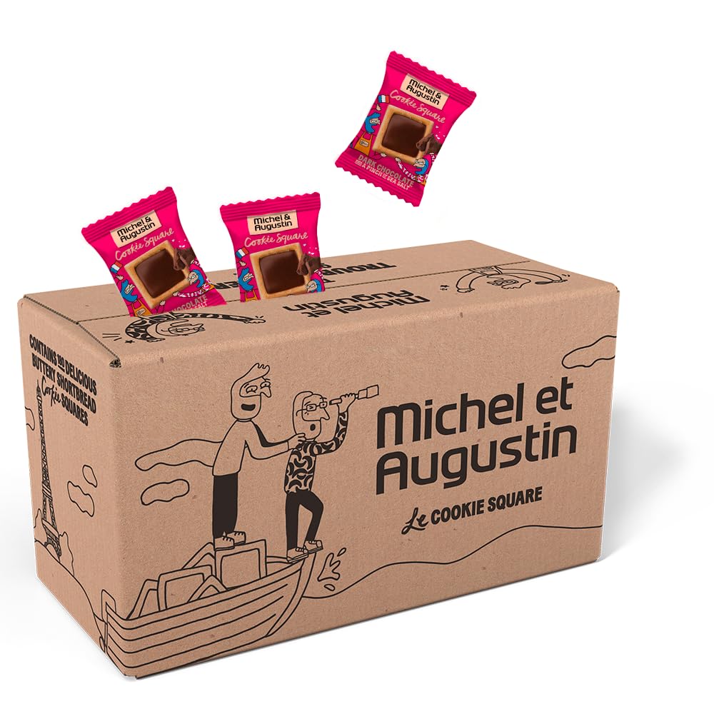 Michel et Augustin Cookies Individually Wrapped Snacks, Dark Chocolate & Sea Salt Shortbread Cookies, Bulk Snacks, 180 French Butter Cookies
