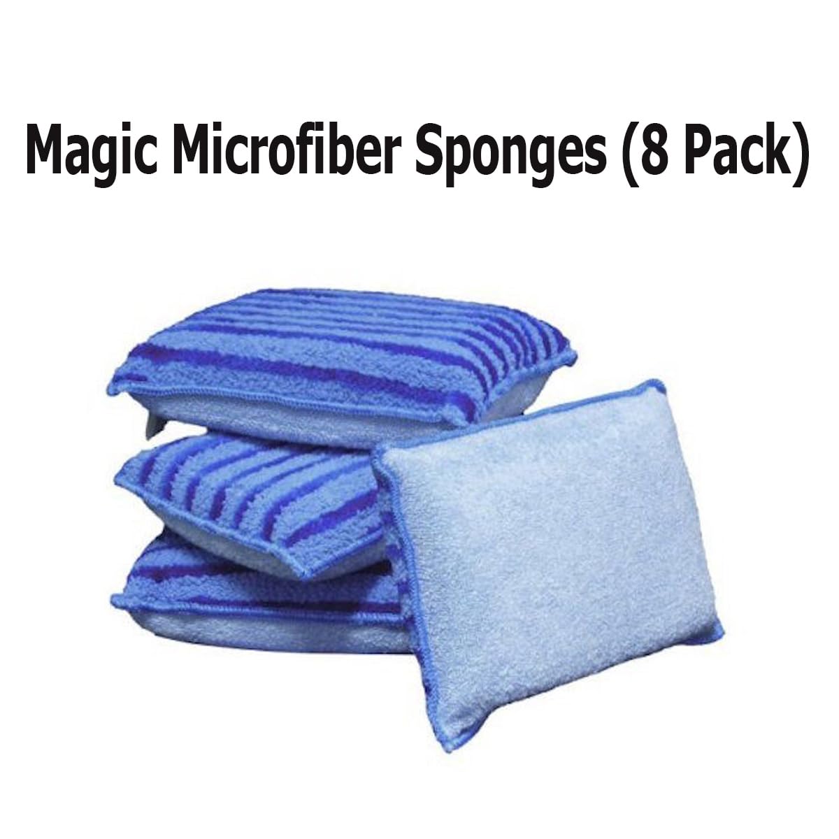 Magic Microfiber Sponge Scrubbing Two Sides Of Cleaning Power Tough Grease And Grime Super Absorbent As Seen On Tv (8 Pack)