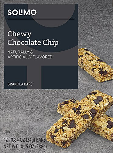 Amazon Brand - Solimo Chewy Chocolate Chip Granola Bar, 12 Count (Pack of 12)