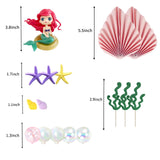 16 PCS Mermaid Cake Toppers for Mermaid Under the Sea Themed Birthday Wedding Baby Shower Party Decorations Supplies