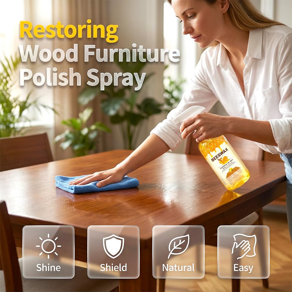 355ml Beeswax Wood Polish, 2026 New Natural Beeswax Furniture Polish and Cleaner Micro Molecularized Essential Oil Spray Furniture Restorer Includes A