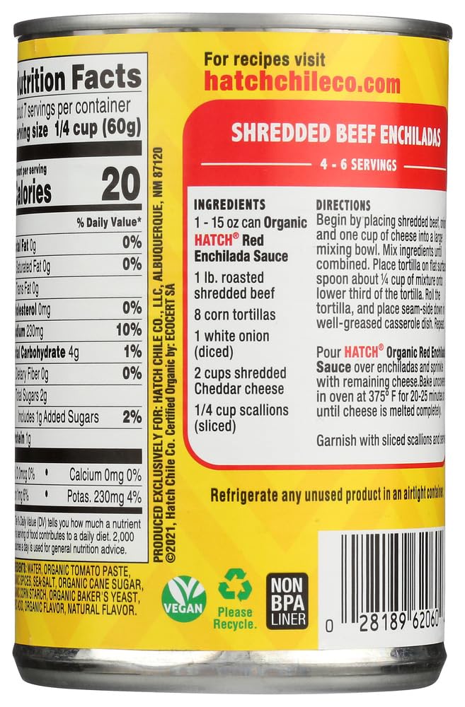 Hatch Farms Red Medium Enchilada Sauce 15 Oz (Pack of 12)