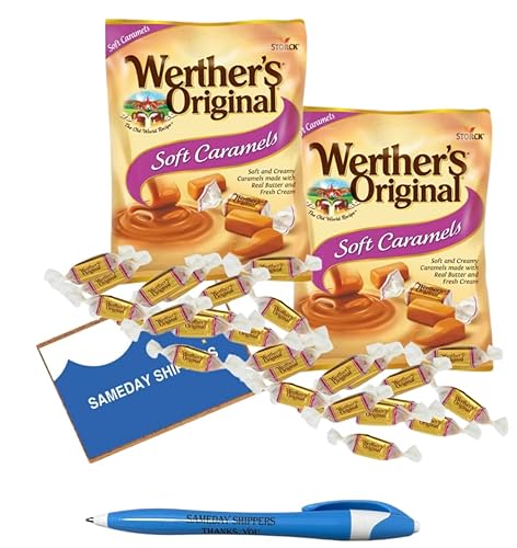 WERTHERS' ORIGINAL | SOFT CARAMELS Candies | 2 Pack, 2.22-oz. Bags, SameDay Shipping offers Free Pen