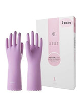 LANON 3 Pairs wahoo Skin-Friendly Cleaning Gloves, Dishwashing Kitchen Gloves with Cotton Flocked Liner, Reusable, Non-Slip, Mauve Mist, Large