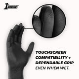 1st Choice Nitrile Gloves, Disposable, Latex-Free, Black, 6 Mil, for Mechanics, Cleaning, Automotive, Small, 2 Boxes of 100