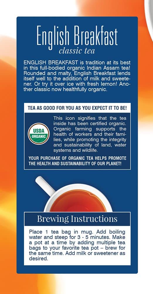 Davidson's Organics, English Breakfast, 25-count Tea Bags, Pack of 6