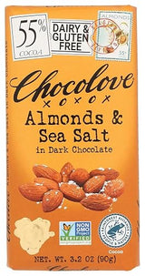 Chocolove Almonds and Sea Salt in Dark Chocolate 3.2 oz each (3 Items Per Order)