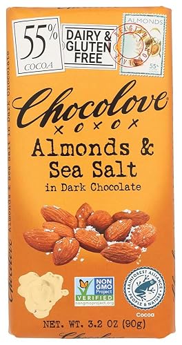 Chocolove Almonds and Sea Salt in Dark Chocolate 3.2 oz each (3 Items Per Order)