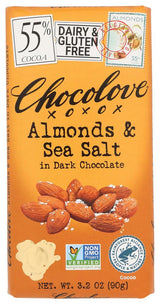 Chocolove Almonds and Sea Salt in Dark Chocolate 3.2 oz each (3 Items Per Order)