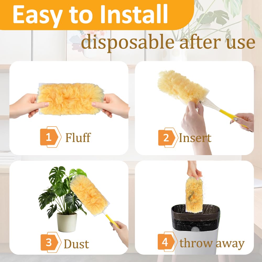 50 Count Heavy Duty Duster Refills, Unscented Disposable Dusters Refill Kit for Cleaning Dusting Furniture Blind Ceiling Fan