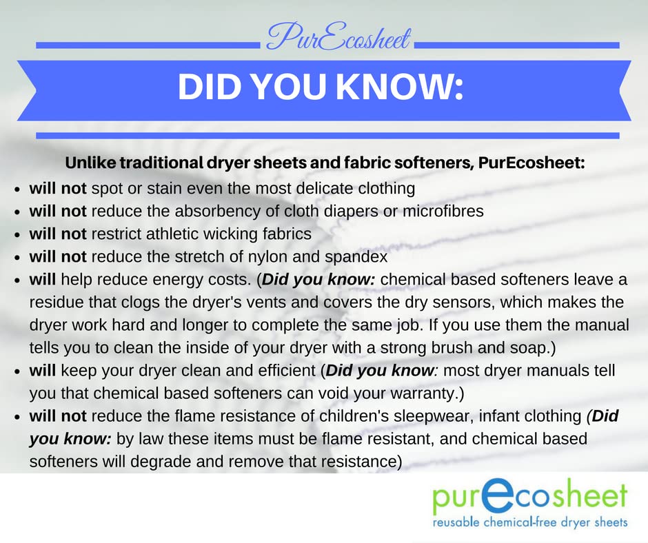 Purecosheet - Reusable Dryer Sheets | Cost effective (500+ loads), Chemical Free & Vegan Dryer Sheet | Safe For Infants & Allergy/Eczema Sufferers |
