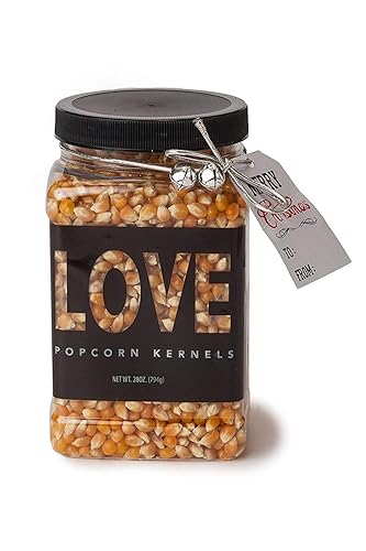 Wabash Valley Farms Popcorn Kernel Jars - Extra Large White Popping Corn in “Love” Design - Gourmet Movie Theater Style Popcorn - Unique Gift