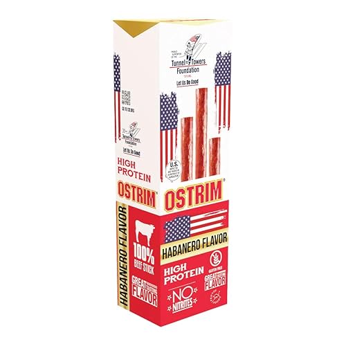 Ostrim Beef Snack Sticks, 1oz, High Protein, Keto & Paleo Friendly, Sugar Free, Gluten Free, No MSG, No Nitrates (Pack of 12) (1 oz, Habanero)