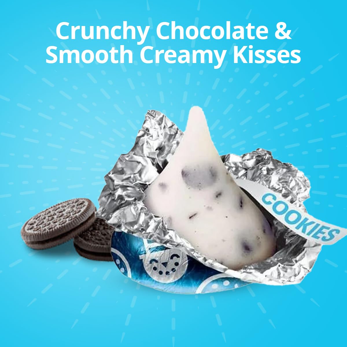 Cookies & Cream Kisses Bulk Pack 4 Pound (Approx 400 Pieces) Individually Wrapped White Chocolate Cookies n Cream Candies For Parties, Special Events