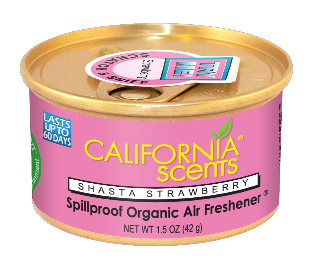 California Scents Spillproof Organic Air Freshener, Shasta Strawberry, 1.5 Ounce Canister (Pack of 4)
