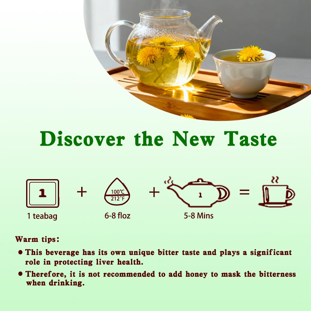 ZenVitality Dandelion Leaf and Root Tea?50 Bags?100% Certified Organic/Decaffeinated Naturally beneficial for liver/blood pressure/blood