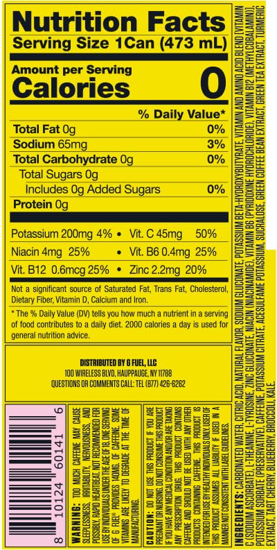 G Fuel Energy Drink, Blood Orange, Sugar Free Beverage with 140mg Caffeine, Daily Energy Boost with Focus Amino, Vitamin + Antioxidants, 16 oz Cans