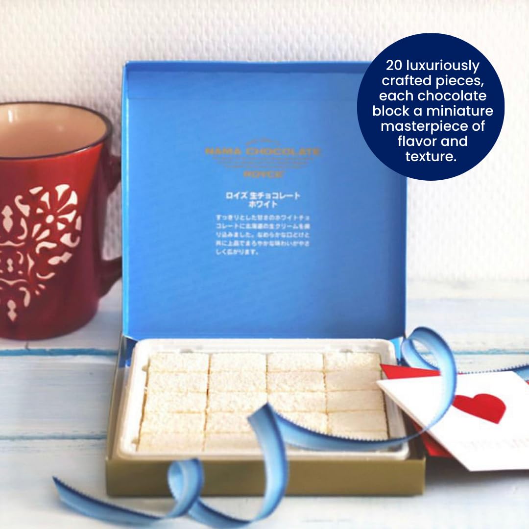 ROYCE' Nama Chocolate "White" - White Chocolate Infused with Fresh Cream | Gourmet Snack for Gifting & Indulging | Japanese Chocolate from Hokkaido