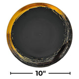 Silver Spoons ROYALTY DINNERWARE PLATES | Gold Rimmed Plastic Plates | Brushed Collection, Dinner Plates, Black